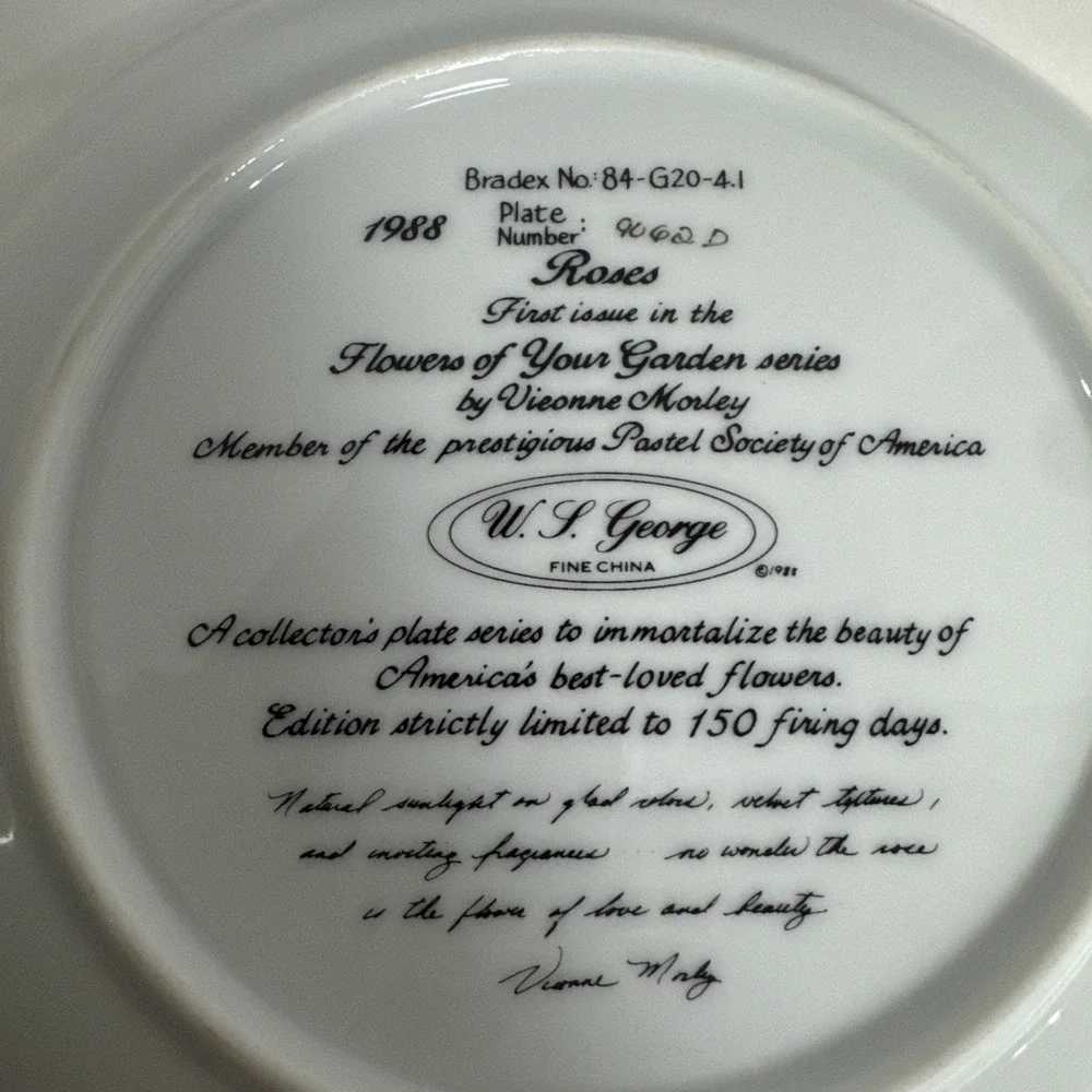 Roses‎ - W. L. George Limited Edition Collector Plate ~